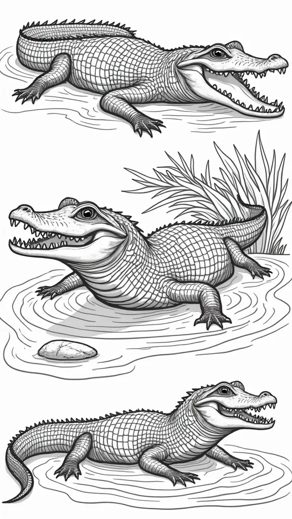 coloriages de crocodile réalistes